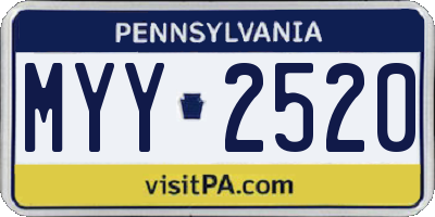 PA license plate MYY2520