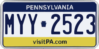 PA license plate MYY2523