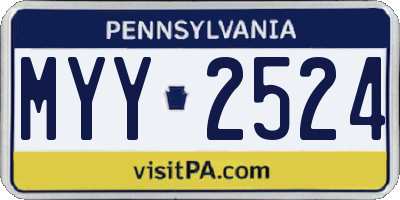 PA license plate MYY2524