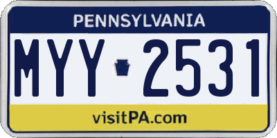 PA license plate MYY2531
