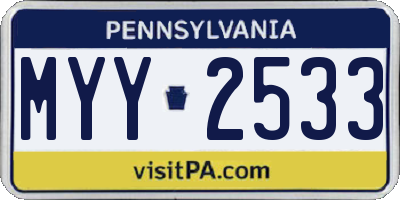 PA license plate MYY2533