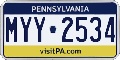 PA license plate MYY2534