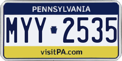PA license plate MYY2535