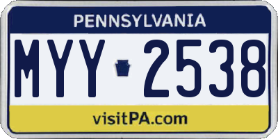 PA license plate MYY2538