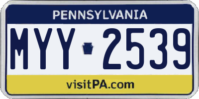 PA license plate MYY2539