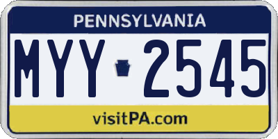 PA license plate MYY2545