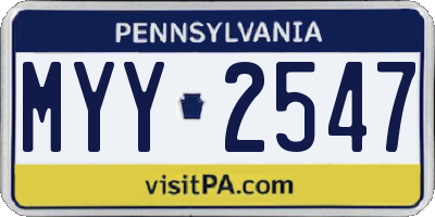 PA license plate MYY2547