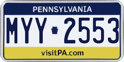 PA license plate MYY2553