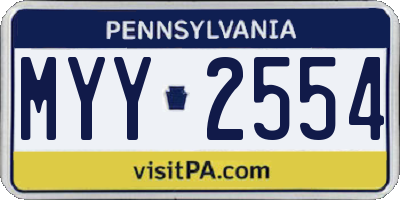 PA license plate MYY2554
