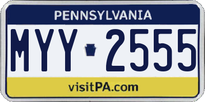 PA license plate MYY2555