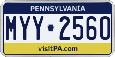 PA license plate MYY2560