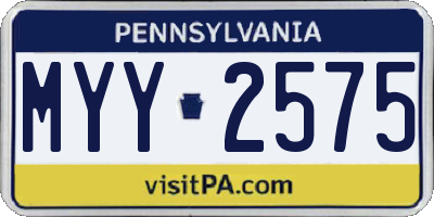 PA license plate MYY2575