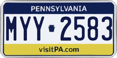 PA license plate MYY2583