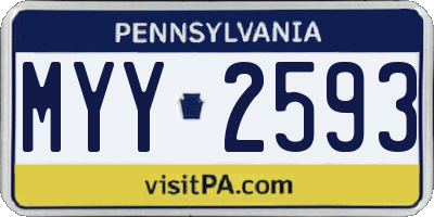 PA license plate MYY2593