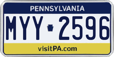 PA license plate MYY2596