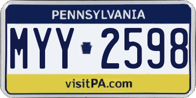 PA license plate MYY2598