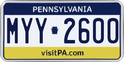 PA license plate MYY2600