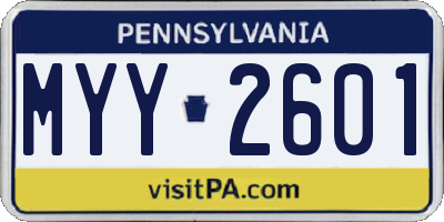 PA license plate MYY2601