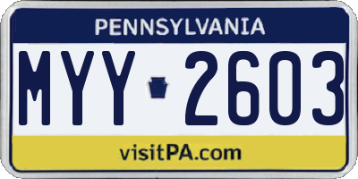 PA license plate MYY2603