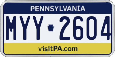 PA license plate MYY2604