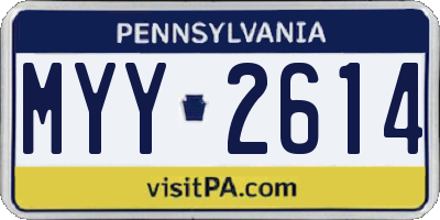 PA license plate MYY2614