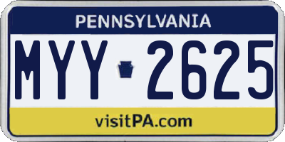 PA license plate MYY2625