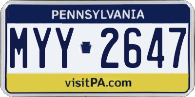 PA license plate MYY2647