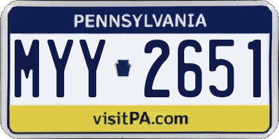 PA license plate MYY2651