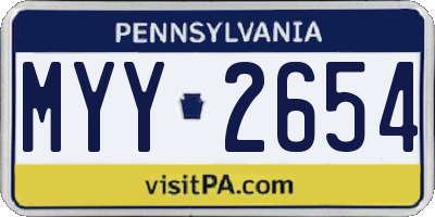 PA license plate MYY2654
