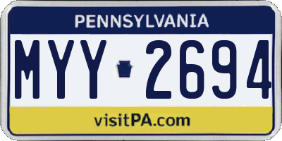 PA license plate MYY2694