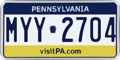 PA license plate MYY2704