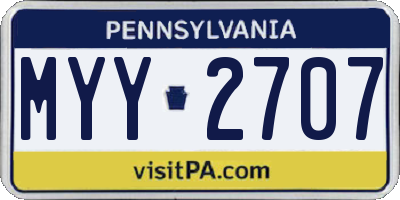 PA license plate MYY2707