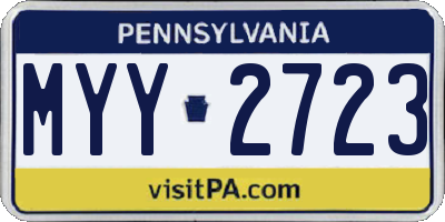 PA license plate MYY2723