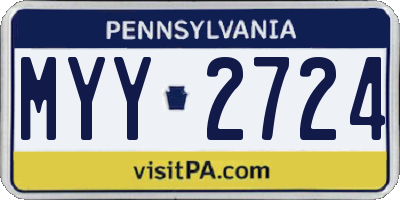 PA license plate MYY2724