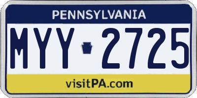PA license plate MYY2725