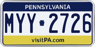 PA license plate MYY2726
