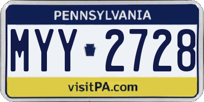 PA license plate MYY2728