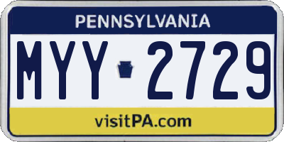 PA license plate MYY2729