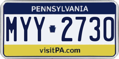 PA license plate MYY2730
