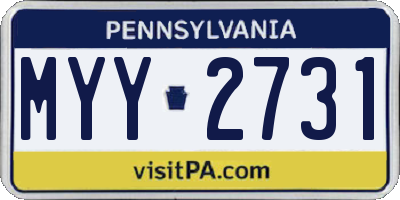 PA license plate MYY2731