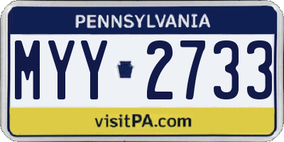 PA license plate MYY2733