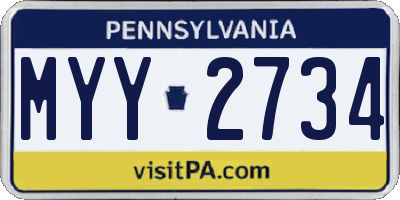 PA license plate MYY2734