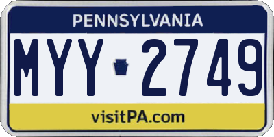 PA license plate MYY2749