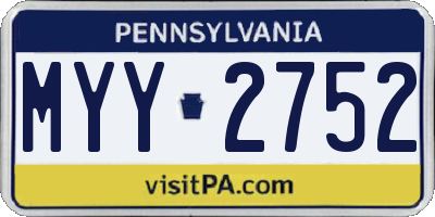 PA license plate MYY2752