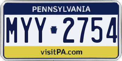 PA license plate MYY2754