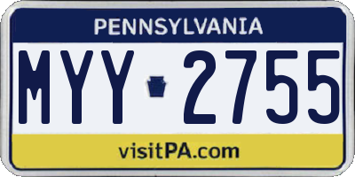 PA license plate MYY2755