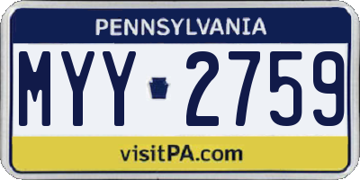 PA license plate MYY2759