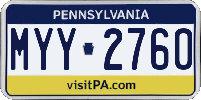 PA license plate MYY2760