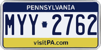 PA license plate MYY2762