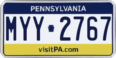 PA license plate MYY2767